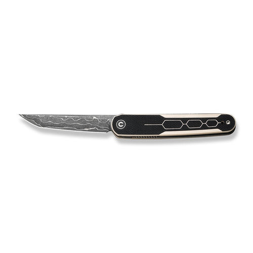 CIVIVI KwaiQ (C23015-DS1) 2.97" Damascus Tanto Plain Blade, Ivory/Black G-10 Handle