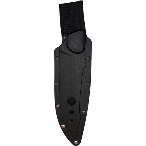 Begg Knives Alligator (BG051) 6.25" 14C28N Satin Drop Point Plain Blade, Black and Blue G-10 Handle, Black Kydex Sheath