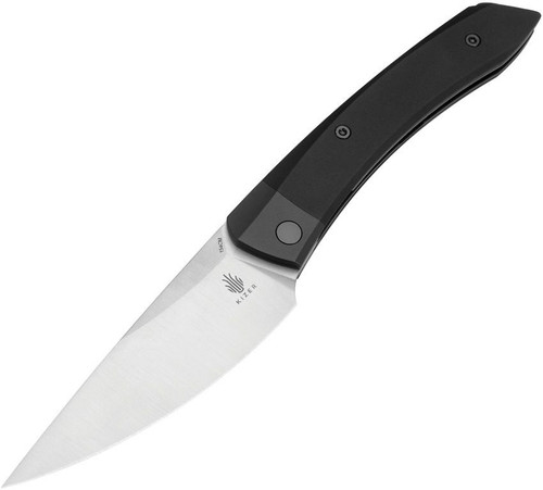 Kizer Momo (V4663C1) 4.17" 154CM Satin Drop Point Plain Blade, Black Aluminum Handle