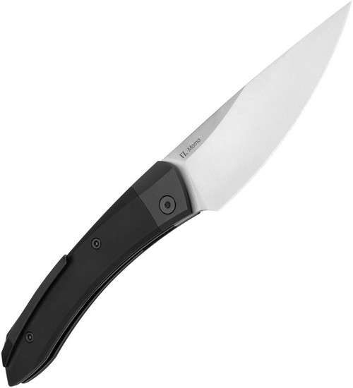 Kizer Momo (V4663C1) 4.17" 154CM Satin Drop Point Plain Blade, Black Aluminum Handle