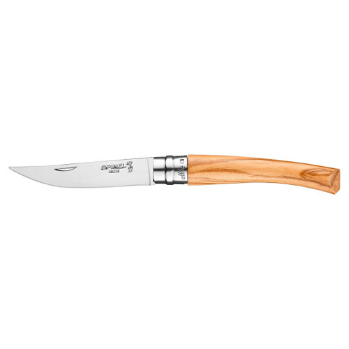 Opinel No.8 Effile (OP002563) 3.5" Polished Drop Point Plain Blade, Olive Wood Handle