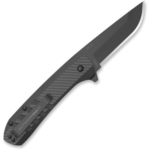 Outdoor Edge Razor VX4 (OEVX430A) 3" Japanese 420J2 Black Drop Point Plain Replaceable Blade, Black G-10 Handle with Black Carbon Fiber Onlay
