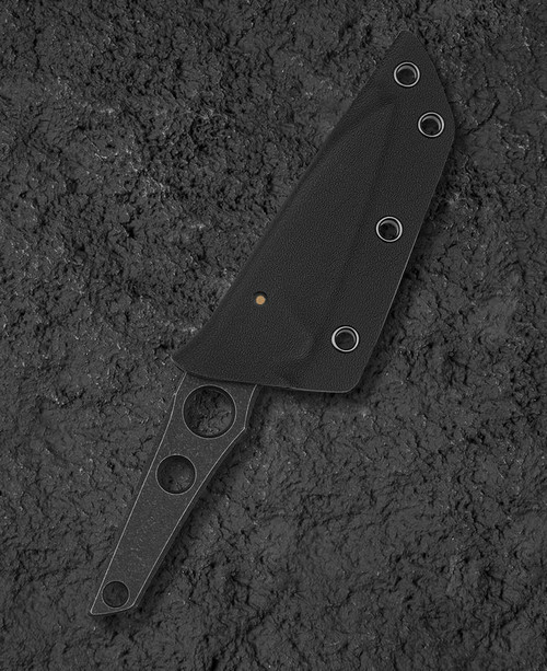 Bestech Knives VK-Core (BTKF05B) 3.19" Sandvik 14C28N Blackwashed Wharncliffe Plain Blade, Blackwashed 14C28N Handle, Black Kydex Sheath