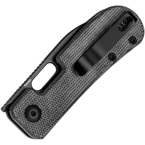 Kizer Cutlery Banish (KIV2676C1) 2.30" 154CM Black Sheepsfoot Plain Blade, Black Canvas Micarta Handle