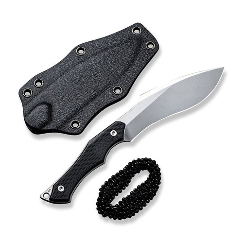CIVIVI Knives Vaquita II (CIVC047C1) 3.2" Nitro-V Satin Kukri Plain Blade, Black G-10 Handle, Black Kydex Sheath