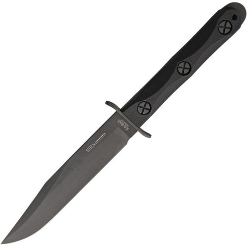 Ka-Bar EK Model 5 (EK45) 6.875" 1095 Cro-Van Black Powder Coated Bowie Plain Blade, Black Glass Filled Nylon Handle, Black Polymer Belt Sheath with Self-Locking Function