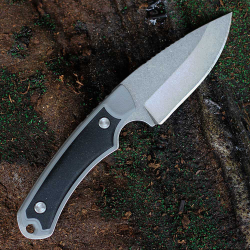 Buck Knives Alpha Hunter Select (BU664GYS) 3.625" 420HC Stonewashed Drop Point Plain Blade, Black and Gray Glass Filled Nylon Handle with Versaflex, Black Polyester Sheath with Leather Accents