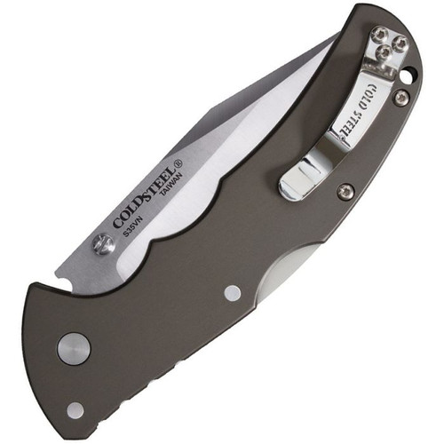 Cold Steel Code 4 (CS58PC) 3.5" CPM-S35VN Satin Clip Point Plain Blade, Gray 6061 Aluminum Handle