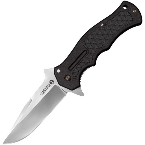 Cold Steel Crawford 1 (CS20MWCB) 3.5" 4034 Satin Clip Point Plain Blade, Black Zy-Ex Handle
