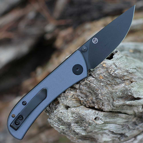 EIKONIC Knife Co Fairwind (220BGY) 2.72" D2  Black Plain Drop Point Blade, Steel Blue G-10 Handle