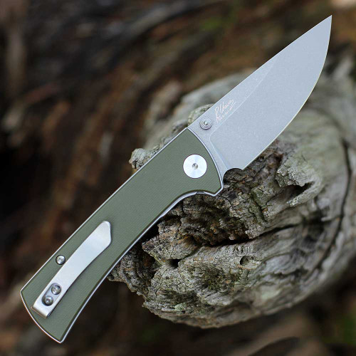 EIKONIC Knife Co RCK9 (100SGN) 3.0" D2 PVD Plain Drop Point Blade, Green G-10 Handle