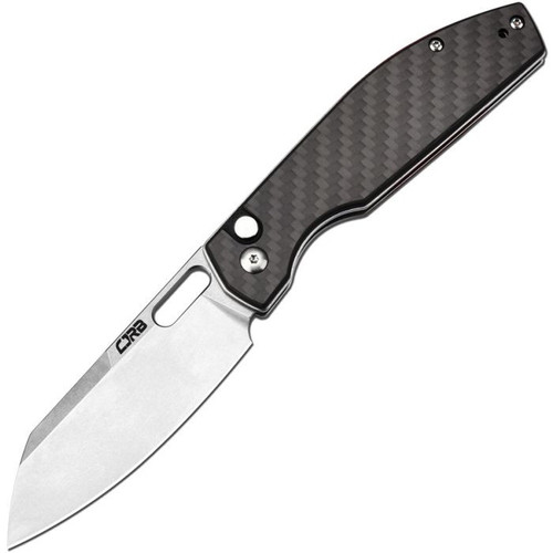 CJRB Ekko (J1929BBST) 3.23" AR-RPM9 Stonewashed Wharncliffe Plain Blade, Black Carbon Fiber Handle