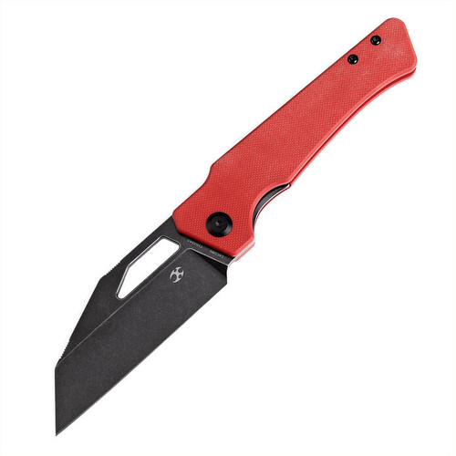 Kansept Knives Egress (KT1033A5) 3.47" 14C28N Black Stonewashed Reverse Tanto Plain Blade, Red G-10 Handle