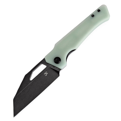 Kansept Knives Egress (KT1033A6) 3.47" 14C28N Black Stonewashed Reverse Tanto Plain Blade, Jade G-10 Handle