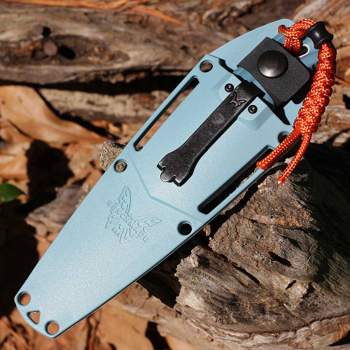 Benchmade Intersect (BM18050) 2.68" CPM-MagnaCut Drop Point Plain Blade, Depth Blue Santoprene Handle, Sonar Gray Polymer Sheath