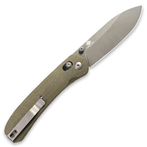 KNAFS Lander 2 (KNAFS-00274) 3.25" CPM-S35VN Light Stonewashed Drop Point Plain Blade, Green Micarta Handle