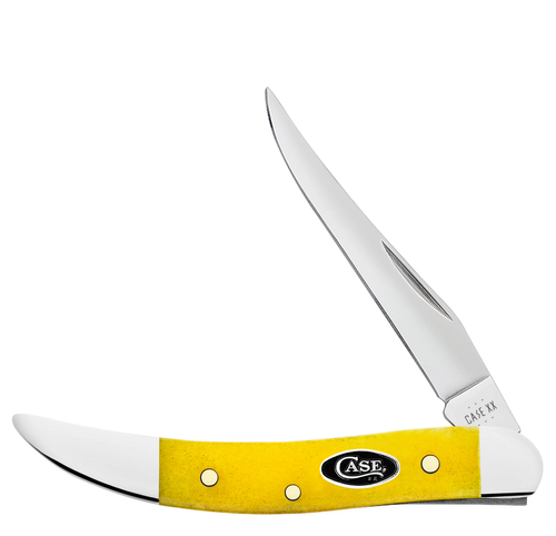 Case Small Texas Toothpick 20035 - Tru-Sharp Stainless Steel Long Clip Blade, Smooth Yellow Bone Handle (610096 SS)