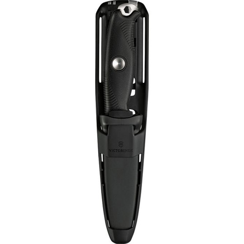 Victorinox Venture Pro (VN309033F) 4.25" Sandvik 14C28N Satin Drop Point Plain Blade, Black Polymer Handle, Black Thermoplastic Sheath