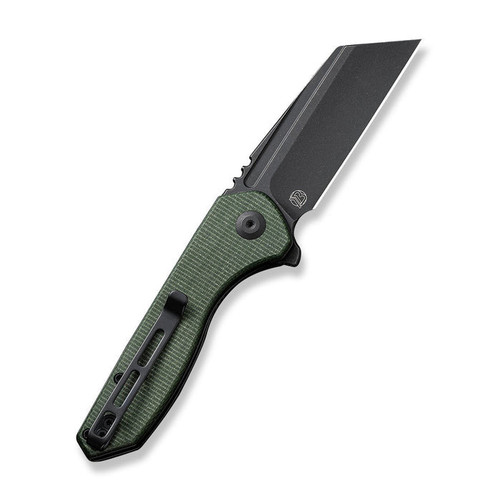 CIVIVI ExOne (C23036-3) 2.94" Nitro-V Blackwashed Reverse Tanto Plain Blade, Green Canvas Micarta Handle