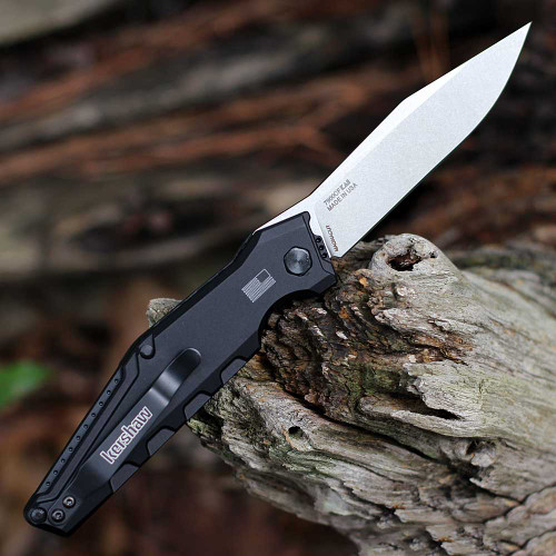 Kershaw Launch 7 Automatic Knife (7900CF)- 3.75" Stomewash CPM-MAGNACUT Drop Point Blade, Carbon Fiber and Black Aluminum Handle