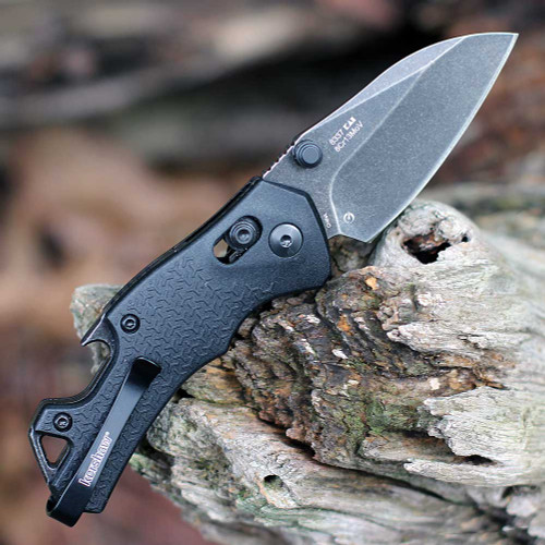 Kershaw Craze (KS8337) 2.35" 8Cr13MoV Blackwashed Drop Point Plain Blade, Black Glass Filled Nylon Handle