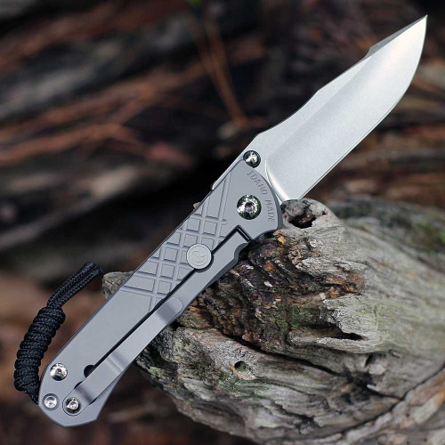 Chris Reeve Umnumzaan Drop Point, Glass Blasted 6AI4V Titanium Handle, 3.67" Stonewashed CPM MagnaCut Drop Point Plain Blade (UMN-1012)