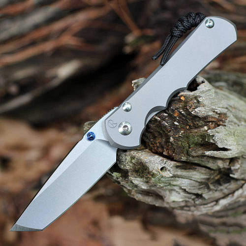 Chris Reeve Large Inkosi (LIN-1130) - 3.60" Stonewash CPM-MagnaCut Tanto Blade Plain Edge, Glass Blasted Titanium Handle