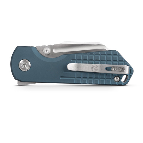 Vosteed Hedgehog (VOSA1306) 2.99" CPM-S35VN Satin and Brushed Modified Sheepsfoot Plain Blade, Blue Aluminum Handle