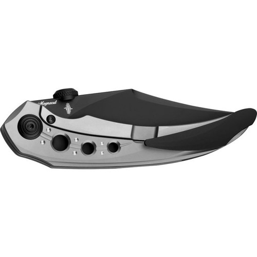 Bestech Razon (BTKT2406C) 3.87" CPM-MagnaCut Black Clip Point Plain Blade, Bead Blasted White Titanium Handle