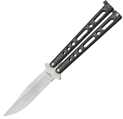 Benchmark Balisong Butterfly - Black and Silver (4" Satin)