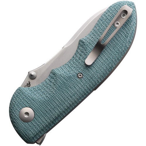 Viper Moon TE (V6010TE) 2.95" CPM-MagnaCut Stonewash Drop Point Plain Blade, Teal Green Micarta Handle