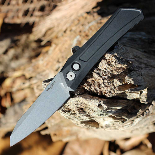 Pro-Tech Oligarch Sinkevich Design (DS101) - 3.25" stonewashed Magnacut Plain Wharncliffe Blade, Black Aluminum HPro-Tech Oligarch Sinkevich Design (DS101) - 3.25" Machine Satin Magnacut Plain Wharncliffe Blade, Black Aluminum Handle, Blasted Hardware, Black Clipandle, Blasted Hardware, Black Clip