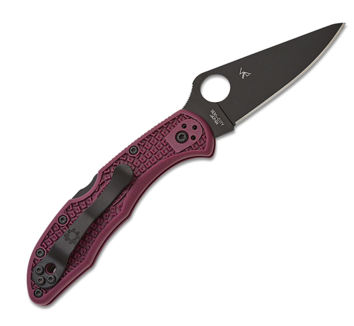 Spyderco Delica 4 Sprint Run (C11BGBKP) 2.90" Micro-Melt PD#1 Black Drop Point Plain Blade, Burgundy Fiberglass Reinforced Nylon Handle