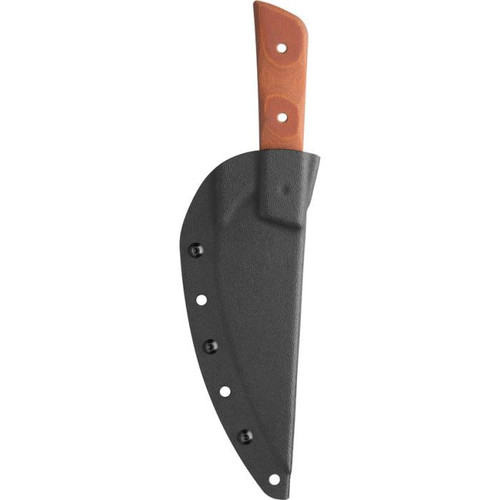 TOPS Frog Market Special (TPFMS502) 5.25" 1095 Gray Tungsten Coated Clip Point Plain Blade, Tan Canvas Micarta Handle, Black Kydex Belt Sheath