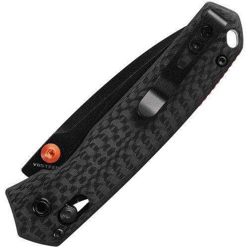 Vosteed Mini Psyop (VOSA2304) 2.69" Elmax Blackwashed Drop Point Plain Blade, Black Carbon Fiber Handle