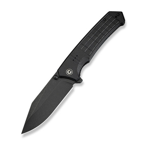 CIVIVI Tacticorix (CIVC230551) 3.7" Nitro-V Blackwashed Clip Point Plain Blade, Black G-10 Handle