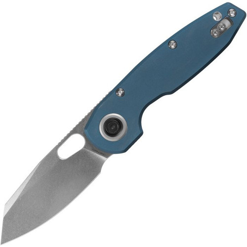 Vosteed Ankylo (VOSA1912) 3.18" Elmax Stonewashed Reverse Tanto Plain Blade, Blue Aluminum Handle