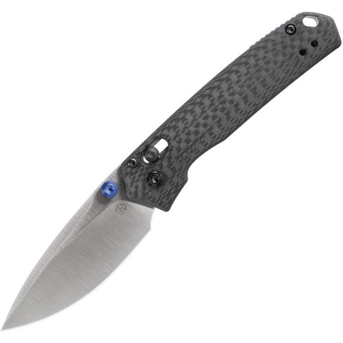 Vosteed Mini Psyop (VOSA2303) 2.69" Elmax Satin Drop Point Plain Blade, Black Carbon Fiber Handle