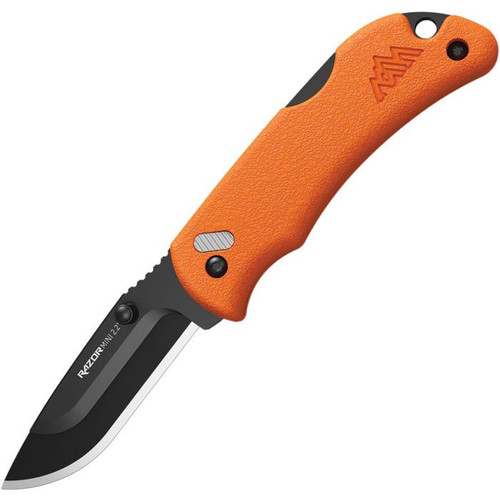Outdoor Edge RazorMini (RMB22-2C) 2.2" Japanese 420J2 Stailess Steel Drop Point Plain Blade, Orange ABS Polymer Handle, Replaceable Blade Compatible w/ 220 Blades