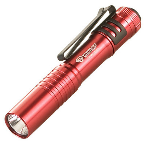 Streamlight Microstream Pocket Light (66323) Red Body, White LED, 45 Lumens w/ Removable Pock Clip