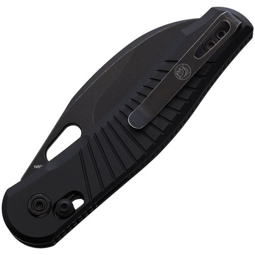 Vosteed Morel (A1001) 2.99" Bohler N690 Blackwashed Sheepsfoot Plain Blade, Black Aluminum Handle