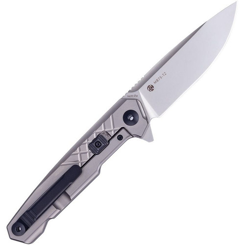 RUIKE M875-TZ Beta Plus (RKEM875TZ) 3.5" N690 Drop Point Satin Plain Blade, Titanium and Carbon Fiber Handle