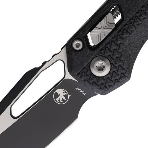 Microtech MSI Ram-Lok (210T-1PMBK) 3.85" Premium Steel Two-Toned Sheepsfoot Plain Blade, Black Injection Molded Polymer Handle w/ Tri-Grip Texturing