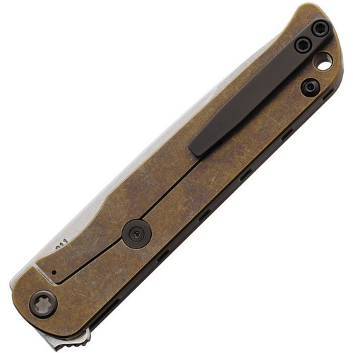 Medford Knife T-Bone (MD2154TD36A1) 4" CPM-S45VN Tumbled Straight Back Plain Blade, Bronze Anodized Titanium Handle w/ Tortoise Shell Synthetic Onlay