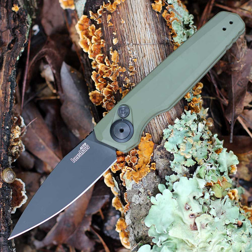 Kershaw Launch 18 Automatic (KS7951OLBLK) 2.79" CPM-154 Black Spear Point Plain Blade, Green Anodized Aluminum Handle