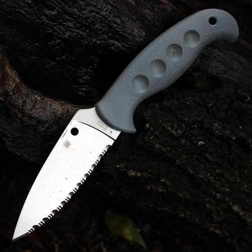 Spyderco Temperance Fixed Blade (FB05SGY) Sprint Run - 4.46 in Satin CPM Cru-Wear SpyderEdge, Gray FRN Handle