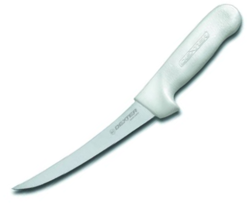 Dexter Flexible Curved Boning Knife (SG131F-6) 6.0 DEXSTEEL Plain Curved Blade, White Sani-Safe Handle