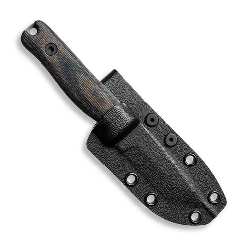 Reiff Knives F3 (F30192BCBLKA) 2.9" CPM-3V Matte Stonewashed Drop Point Plain Blade, Green and Black Layered Canvas Micarta Handle, Black Kydex Belt Sheath
