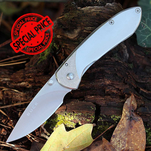 Buck Nobleman (327SSS) 2.6" 7Cr17MoV Stainless Steel Drop Point Blade, Brushed Stainless Steel Handle