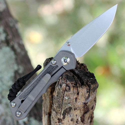 Chris Reeve Small Inkosi Black Canvas Micarta Inlays SIN-1012, 2.8" CPM S-45VN Drop Point Plain Blade